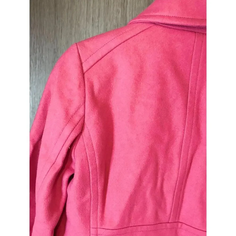 Womens Size Tall Small J crew Pea Coat breasted Wool blend lined Pink Old Money‎